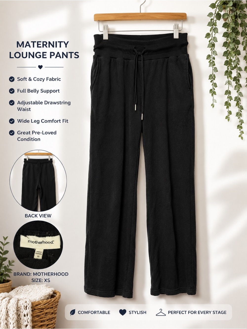 Motherhood Black Maternity Lounge Sweatpants